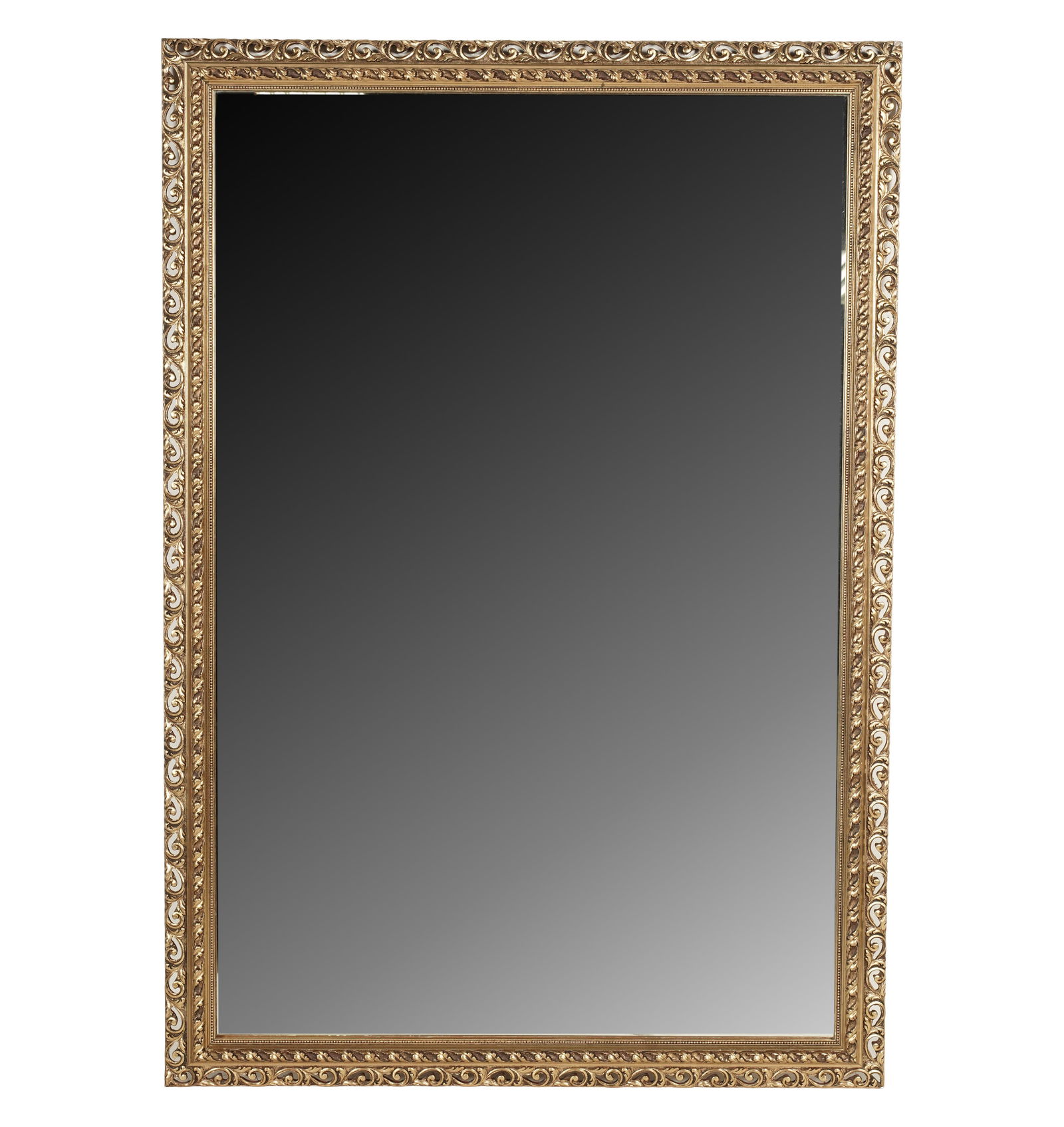 A Carved Giltwood Wall Mirror: late 20th century 41 1/4 x 59 1/4 in. (104.8 x 150.5 cm.)