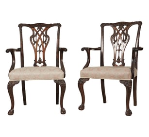 A Pair of Chippendale-Style Rosewood Armchairs