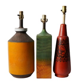 Three Italian Pottery Table Lamps - Raymor, Fantoni