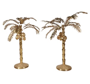 A Pair of Indian Brass Palm Trees