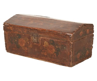An English Painted Wood Trunk