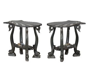 A Pair of Grotto-Style Painted Wood Tables