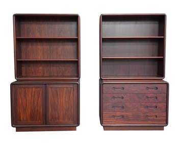 Two Danish Modern Rosewood Veneer Cabinets