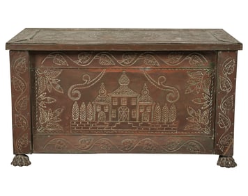 A Colonial-Style Brass-Clad Trunk