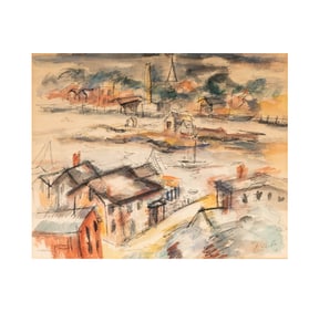 Fritz Schaefler, 1888-1954, Harbor Town Scene