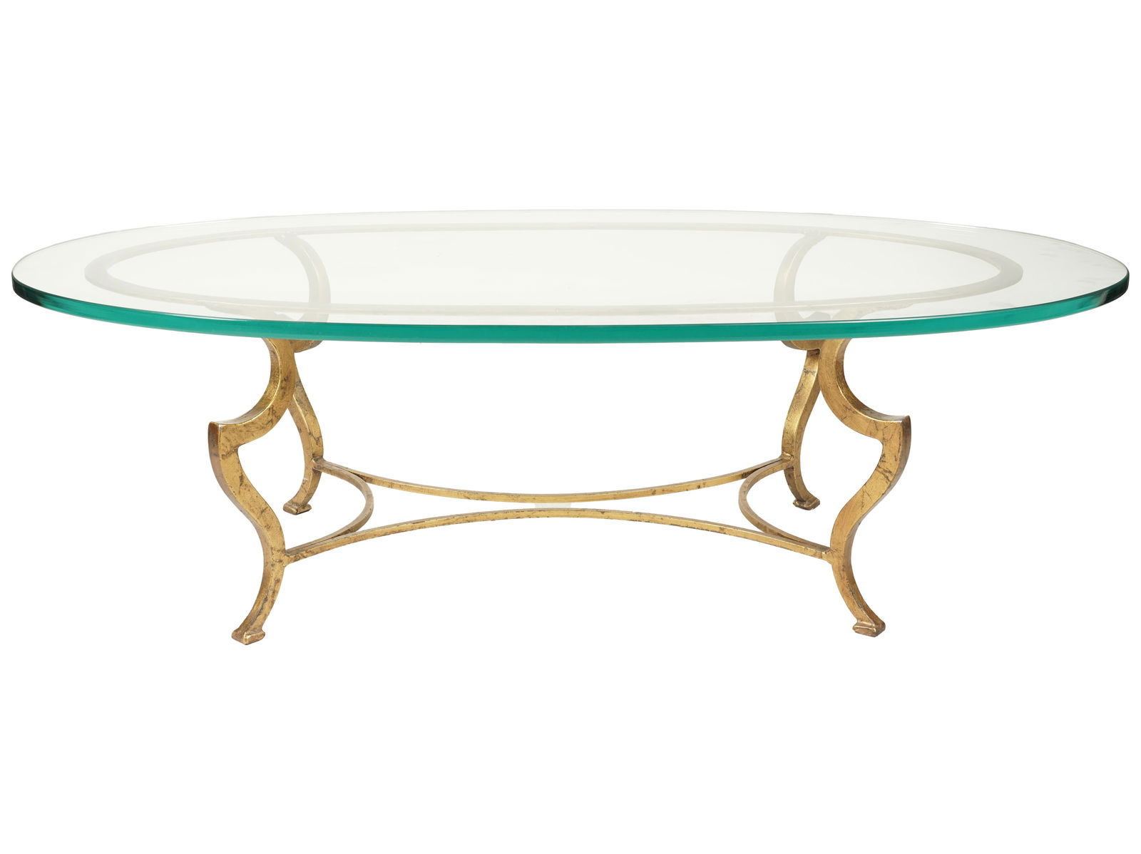A Gilt Metal and Glass Oval Coffee Table (1 of 9)