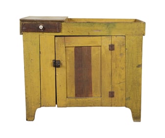 An American Yellow-Painted Wood Dry Sink