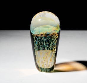 A Richard Satava Art Glass Jellyfish Paperweight