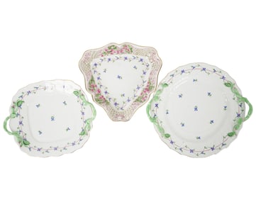 A Group of Three Herend Blue Garland Porcelain Serving Dishes