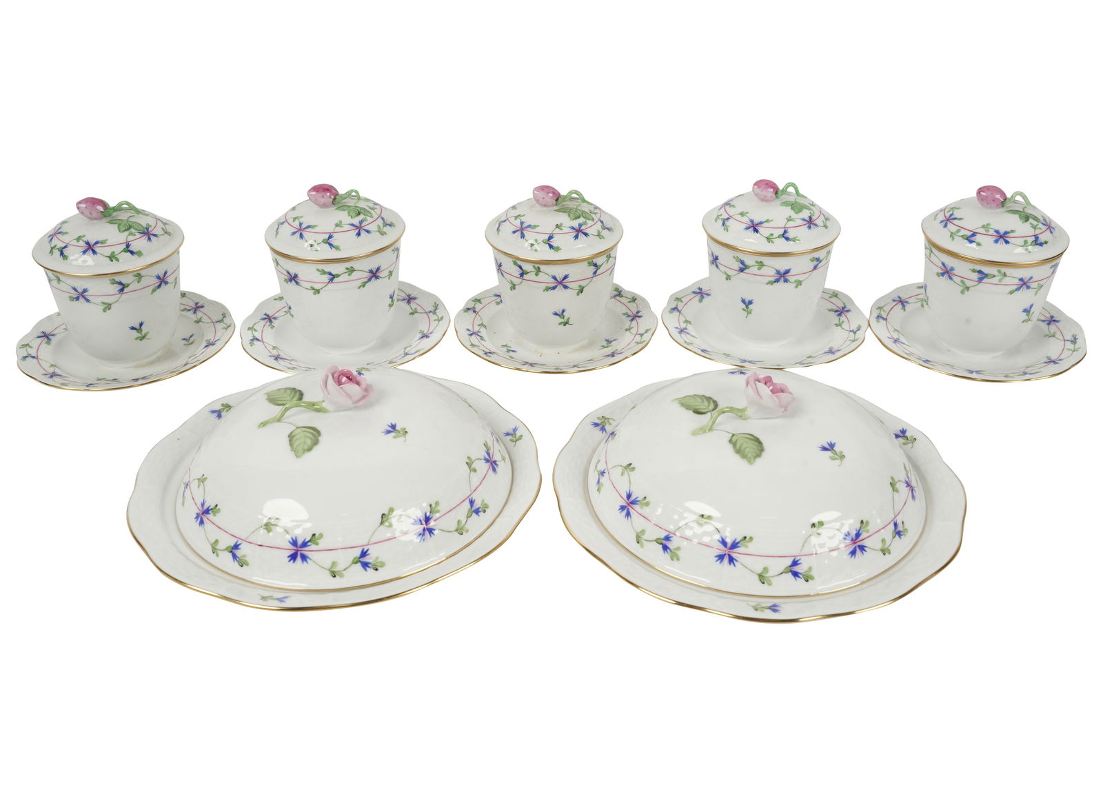 A Group of Herend Blue Garland Porcelain Serving Pieces (1 of 10)