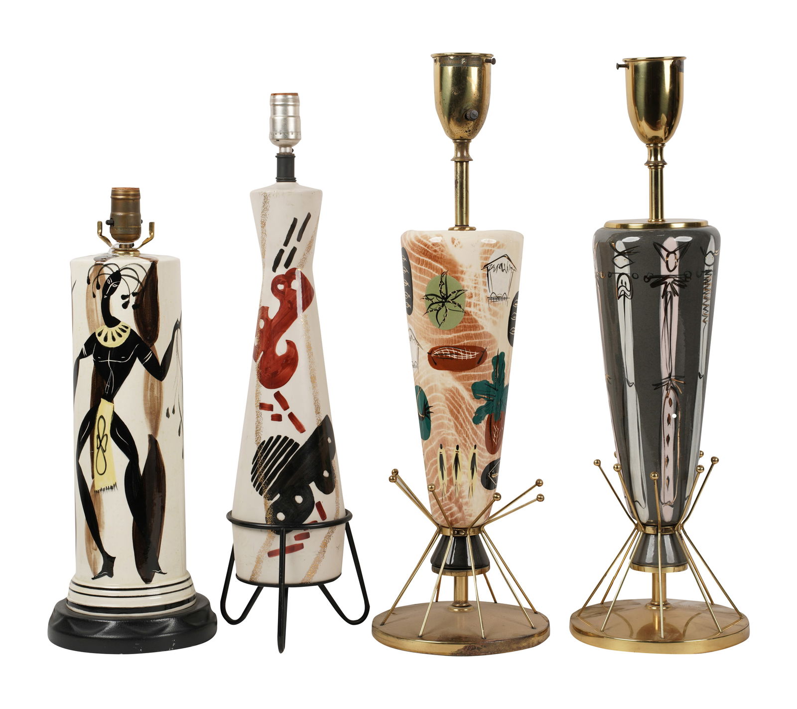 Four Mid-Century ModernGlazed Ceramic Table Lamps (1 of 11)