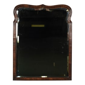 A Georgian Style Walnut Veneer Wall Mirror