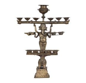 An Indian Bronze Figural Votive Candleholder