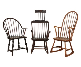 Three American Windsor Chairs