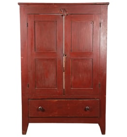 An American Red-Painted Wood Cabinet