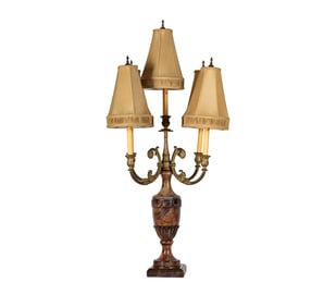 A Neoclassical-Style Marble and Gilt Metal Urn-Form Lamp