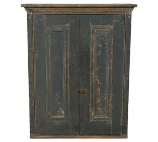 An American Blue-Painted Wood Spice Cabinet