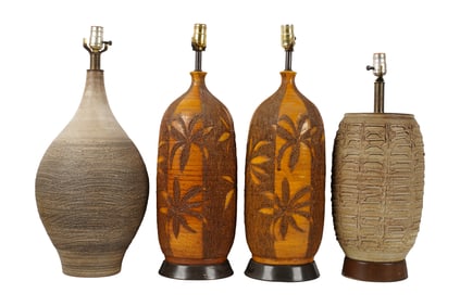 Four Mid-Century Modern Pottery Table Lamps