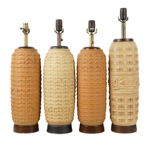 Four Mid-Century Modern Pottery Table Lamps