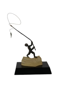 A Bronze figure of a Boy Fishing