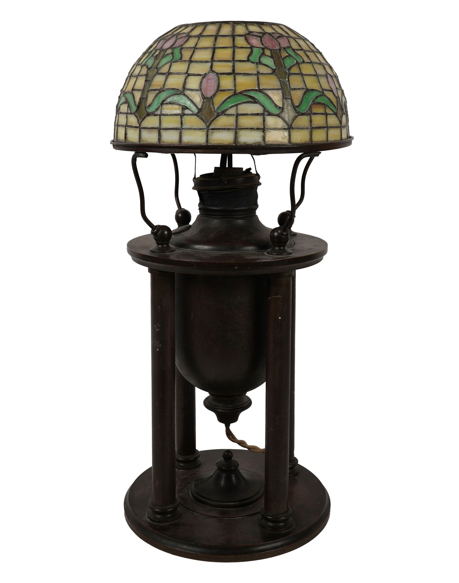 A Vintage Tiffany-Style Bronze and Leaded Glass Table Lamp (1 of 6)