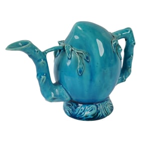 A Chinese Turquoise Blue-Glazed Mystery Teapot