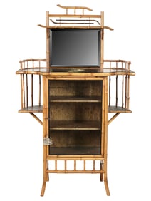 An Aesthetic Movement Bamboo and Lacquer Cabinet