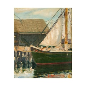 Early 20th Century, Boat in Harbor