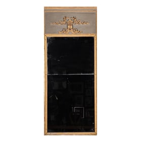 A Continental Gilt and Grey-Painted Pier Mirror