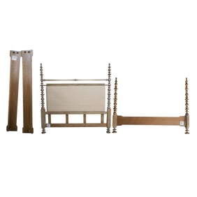 A Bleached Wood Bed Frame