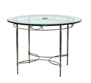 A Salterini Round Iron Patio Table
