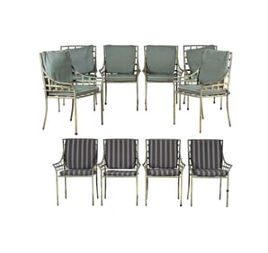 A Set of 10 Patinated Iron Patio Chairs