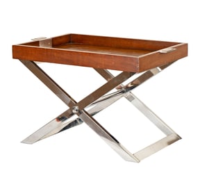 A Ralph Lauren Steel and Wood Tray Top Table