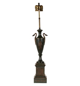 An Empire Style Painted Metal Table Lamp