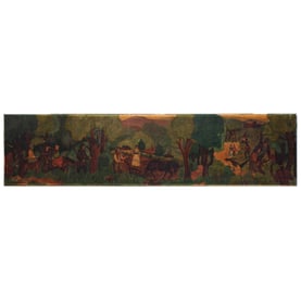 American School: Monumental Mural Native Americans and Pilgrims Scene