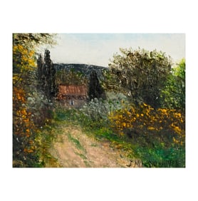 Jacques Michel Dunoyer, 20th century, Rural Landscape with Flowers