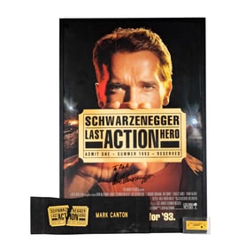 Signed "Last Action Hero" Movie Poster, Director Chair Back, and Golden Ticket