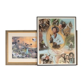 Roy Rogers Signed Poster with Hollywood Collage Print