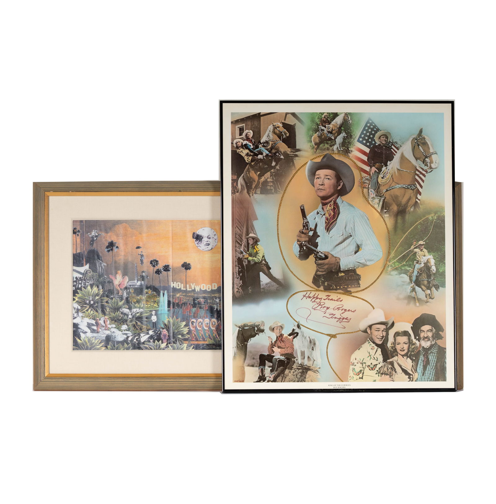 Roy Rogers Signed Poster with Hollywood Collage Print: framed Largest frame: 44 1/2 x 22 in. (113 x 55.9 cm.) Other: 30 1/4 x 24 in. (76.8 x 61 cm.) Provenance: The Mark Canton Collection ? From the Acclaimed Producer & Former Studio Chief Behind 300, Pow