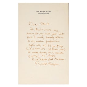 Ronald Reagan Signed Letter to Mark Canton