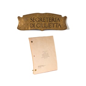 Segretaria Di Giulietta (Secretary of Juliet) Brass Sign with Shooting Script