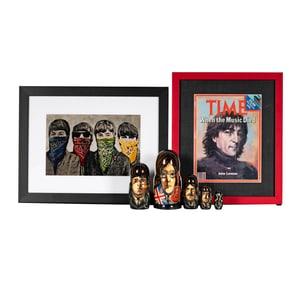 Beatles Russian Doll Set with Two Beatles Related Prints