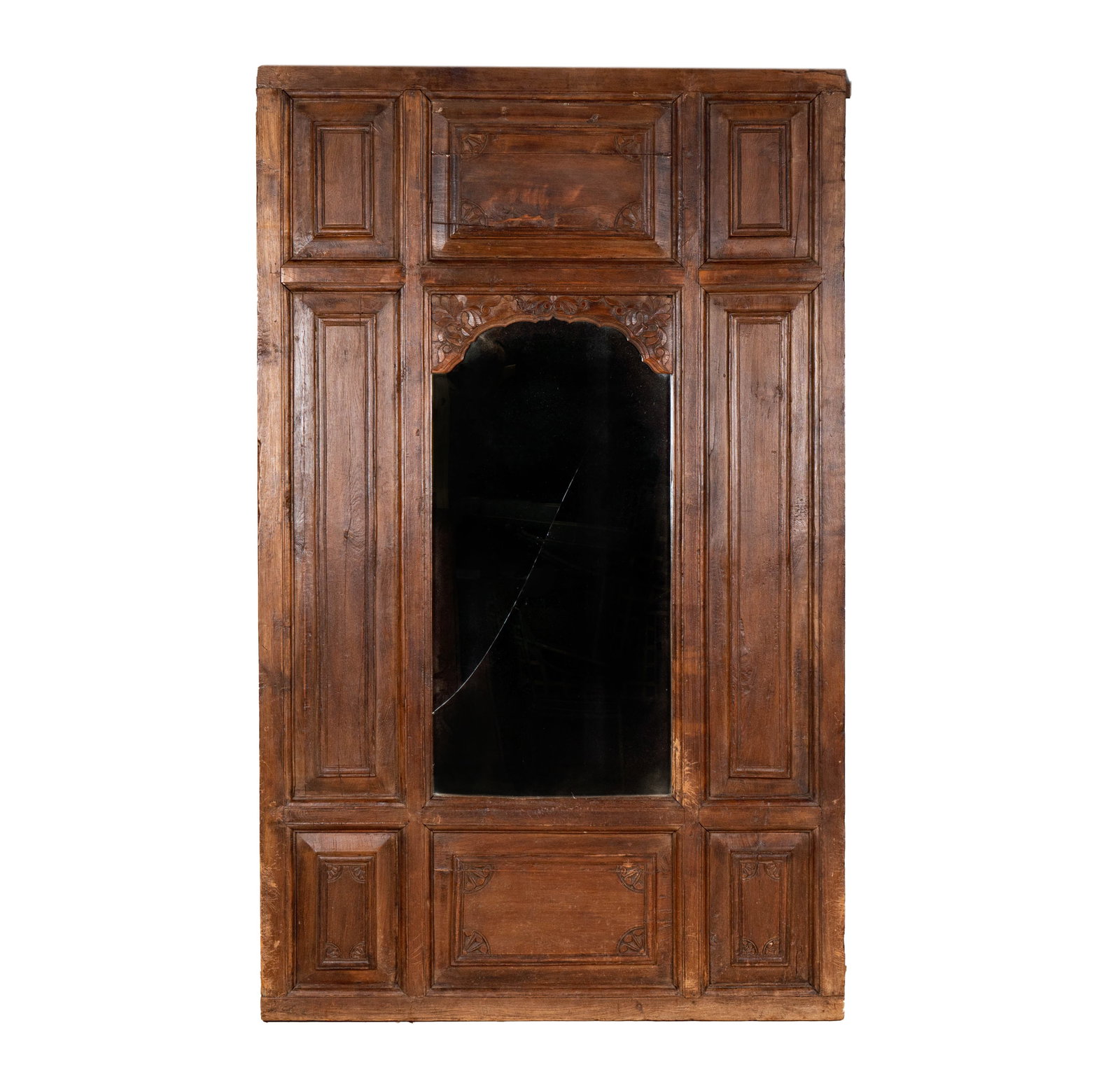 Carved Wood Indian Mirrored Door: architectural door fragment used for decoration 88 x 54 in. (223.5 x 137.2 cm.)