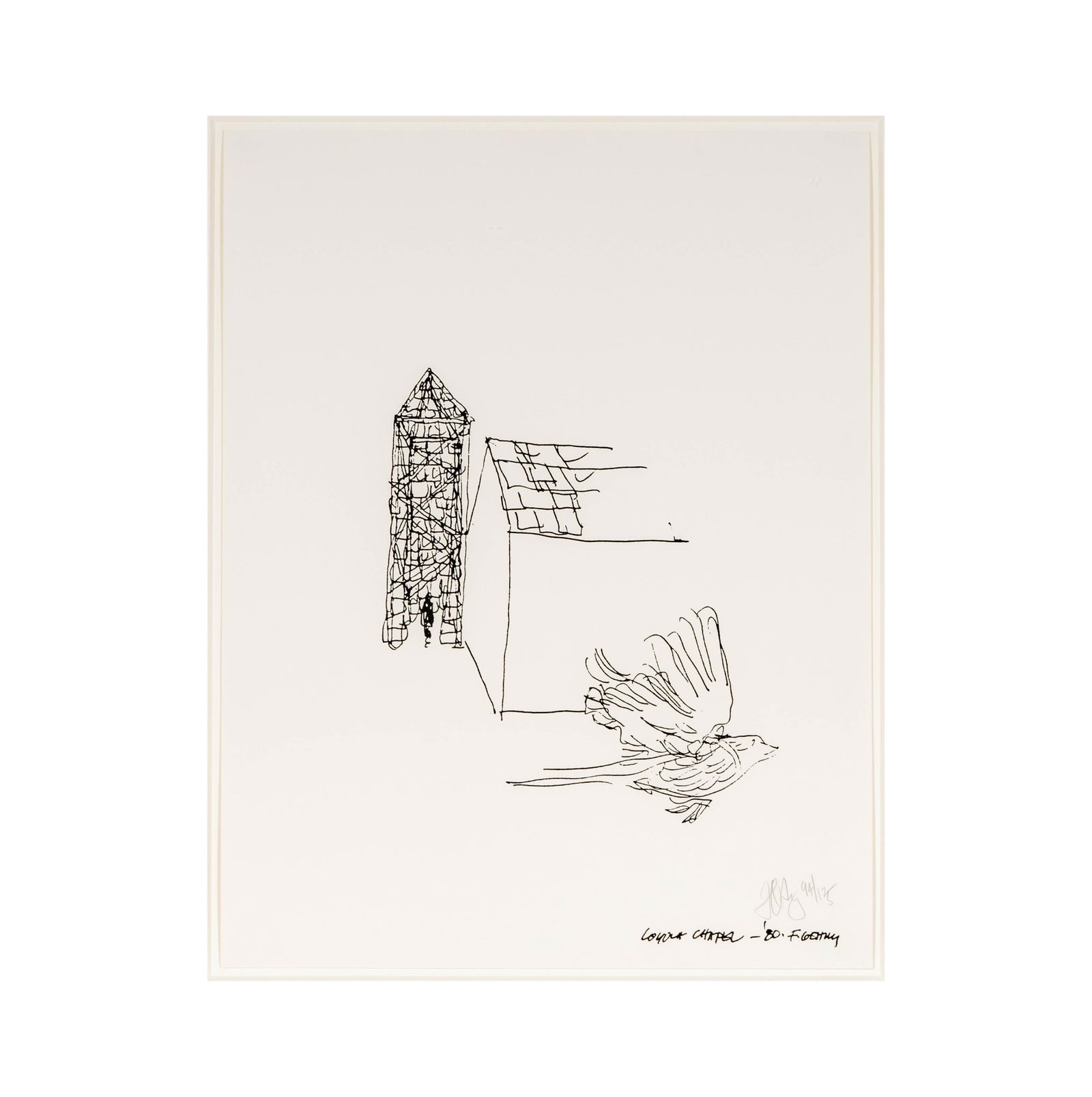 Frank O. Gehry, B. 1929, Chapel of The Advocate, Loyola Law School: serigraph ed. 94/125; signed and numbered in pencil 22 x 17 in. (55.9 x 43.2 cm.) Frame: 26 3/4 x 21 3/4 in. (67.9 x 55.2 cm.)