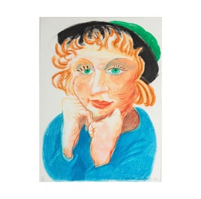 David Hockney, B. 1937, Celia with Green Hat