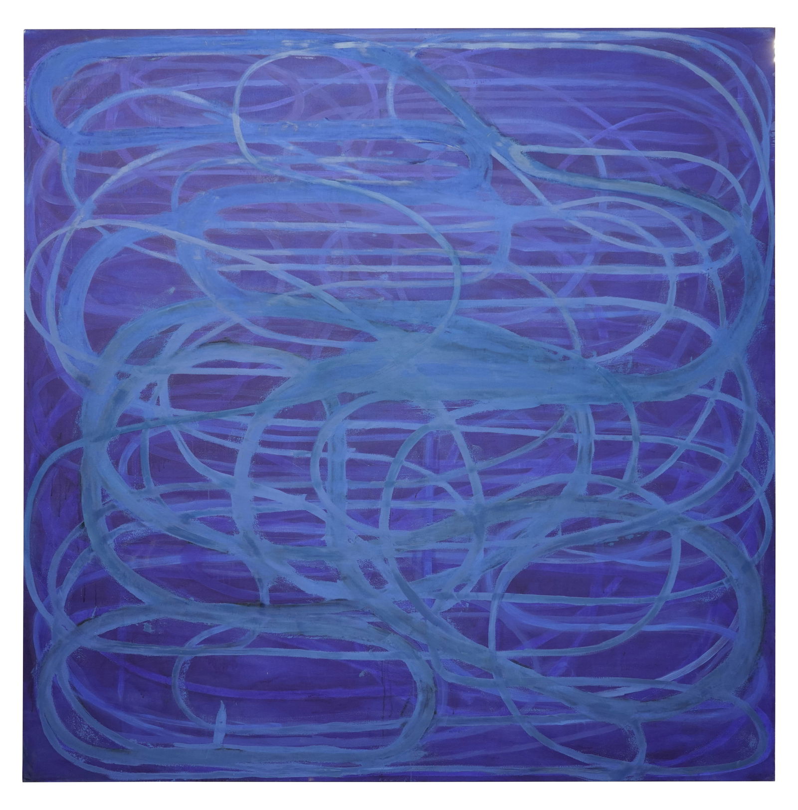 John Millei, B. 1958, Blue Lasso: oil and acrylic emulsion on canvas, 1990, signed, titled, and dated verso; 96 x 96 in. (243.8 x 243.8 cm.) Provenance: From a private collection, Los Angeles