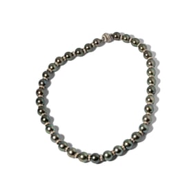 White Gold, South Seas Cultured Black Pearl, and Diamond Necklace