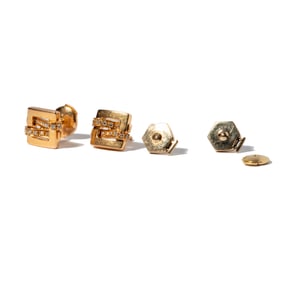 Boucheron 18 Karat Yellow Gold and Diamond "D?cha?n?e" Studs