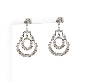 Pair of 18 Karat White Gold and Diamond Earrings
