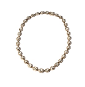 Silver-Topped, 14 Karat Yellow Gold, and Diamond Necklace